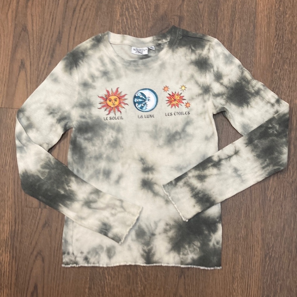 Mighty Fine Girls Hunter Green Tie Dye Thermal Top    Size M